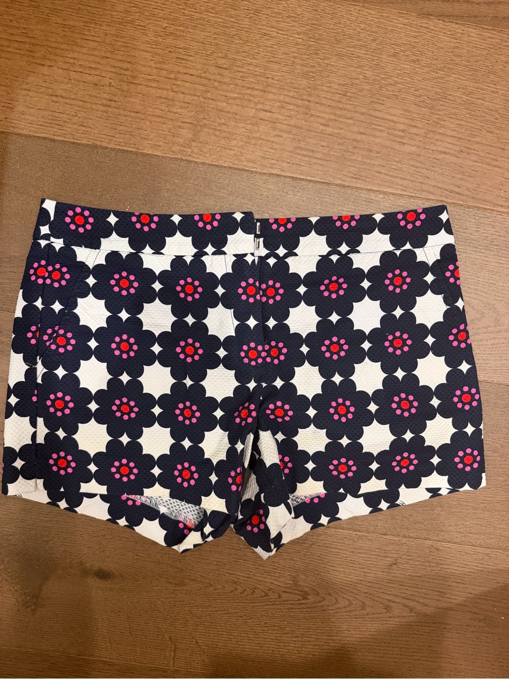 Trina Turk Navy Floral Shorts with Pink Accents